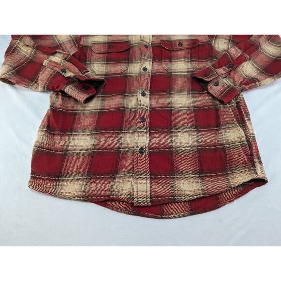 Orvis Heavy Flannel Plaid Shacket Shirt Jacket W /Pockets Men's Sz L Red - Picture 2 of 15